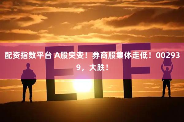 配资指数平台 A股突变！券商股集体走低！002939，大跌！